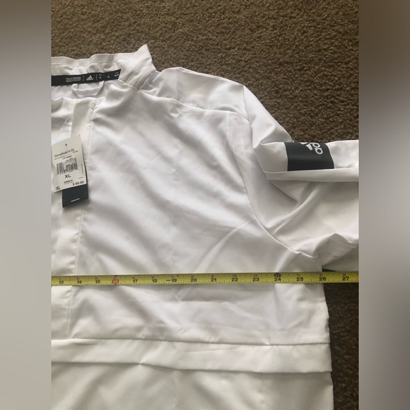 Mens Adidas Game Model 1/4 Shirt XL White Golf Sport NWT Side Zipper Short Sleev - Picture 4 of 6